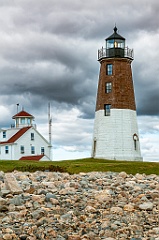 Point Judith Lighthouse in Front of Coast Guard Station